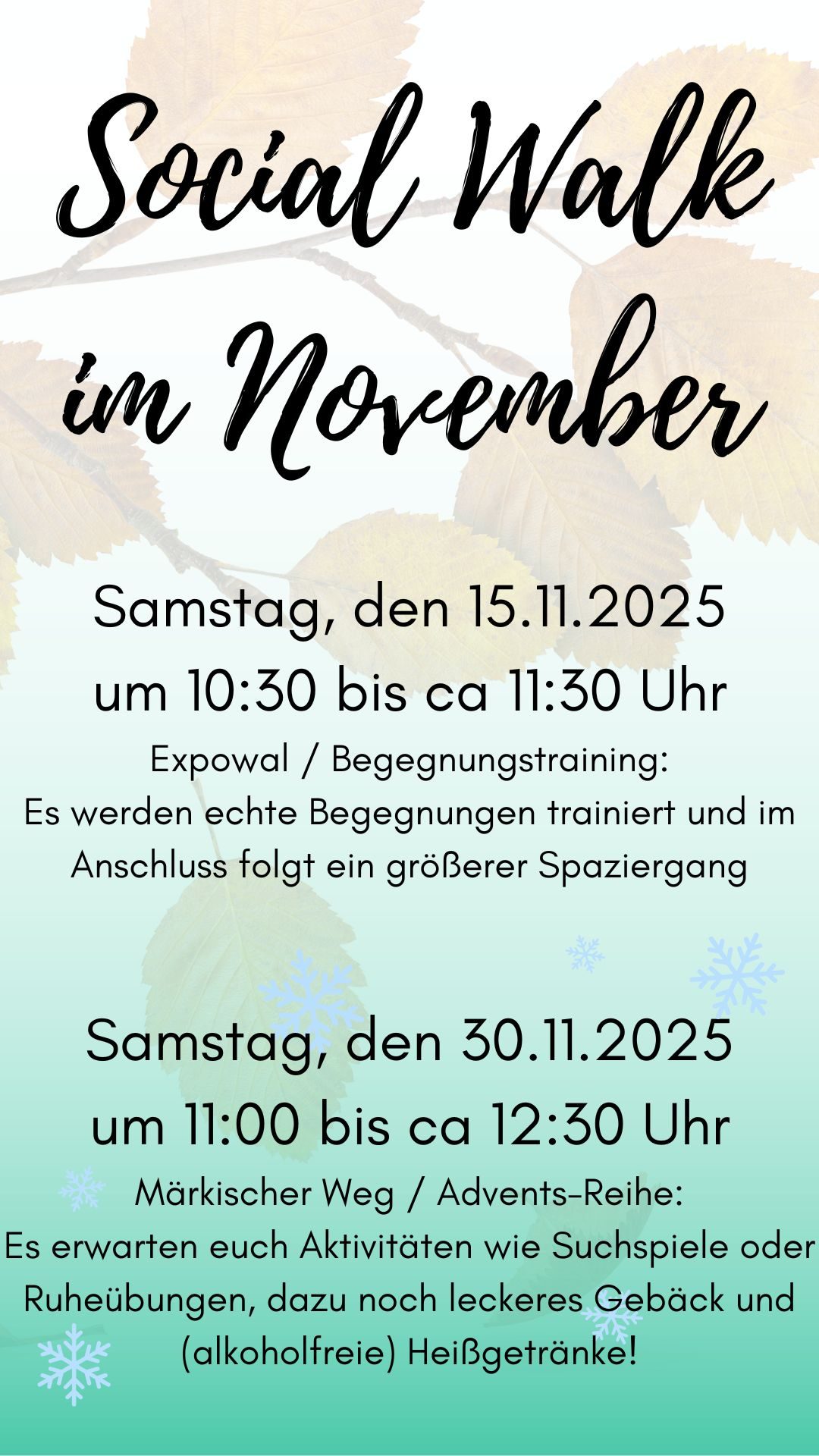 Social Walk Termine im November Social Walk Termine im November
